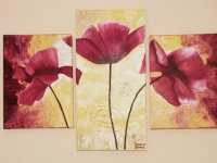 Triptyque fleurs, huile, adulte